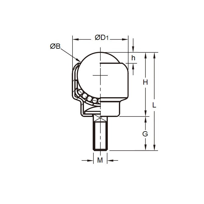 1196443 | BTU0100-060-TS-C (Each) --- Screw Stem Ball Transfer Units - 100 kg - 60.4x60.45 mm - Steel