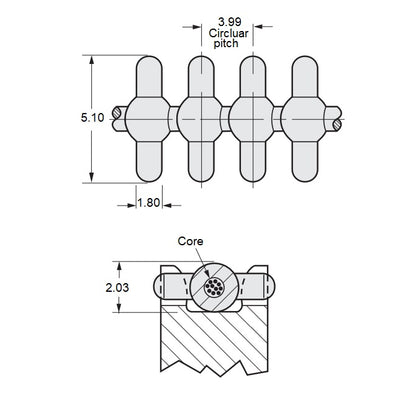 1216624 | PDBS040-0439-S (2 Pcs) --- Posi-Drive Belts - 438.9 mm - 4.6 kg - 183 4.00 mm Circular Pitch Single Core - Molded Polyurethane / Stainless Steel Belt