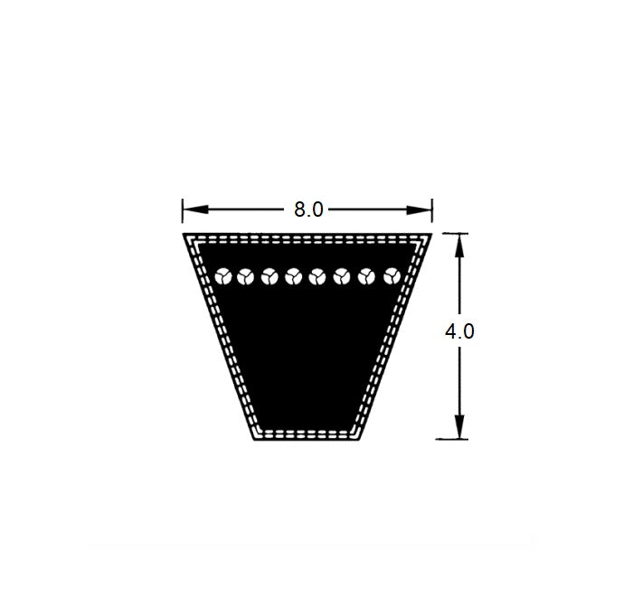 1219750 | BV08-01200 (2 Pcs) --- Vee Belts - 1200.0 - 47.2 in. - mm 8.0 x 4.0mm - Natural Rubber - Fabric Jacket Belt