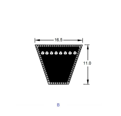 1218966 | BV16-00787-B31 (2 Pcs) --- Vee Belts - 787.0 - 31.0 in. - mm - - - 16.5 x 11.0mm B - Natural Rubber - Fabric Jacket Belt