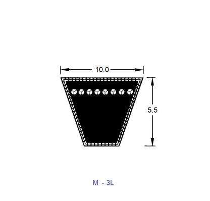 1219464 | BV10-01041-M41 (2 Pcs) --- Vee Belts - 1041.0 - 41.0 in. - mm - - - 10.0 x 5.5mm M 3L - Natural Rubber - Fabric Jacket Belt