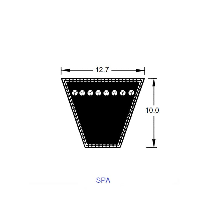 1221028 | BV12-02580-SPA2580 --- Wedge Belts - 2580.0 - 101.6 in. - mm - - - 12.7 x 10.0mm - Natural Rubber - Fabric Jacket Belt