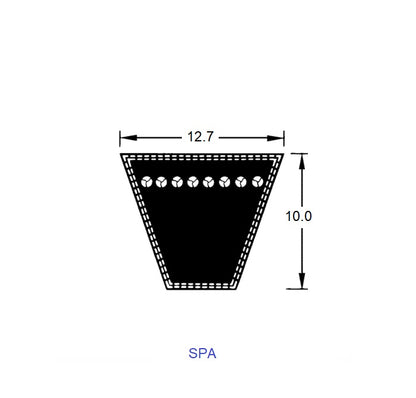 1221028 | BV12-02580-SPA2580 --- Wedge Belts - 2580.0 - 101.6 in. - mm - - - 12.7 x 10.0mm - Natural Rubber - Fabric Jacket Belt