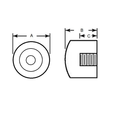 1120835 | FRB-3RS --- Cylindrical Bumpers - 19.05 mm x 15.875 mm 1/4-20 UNC (6.35mm)