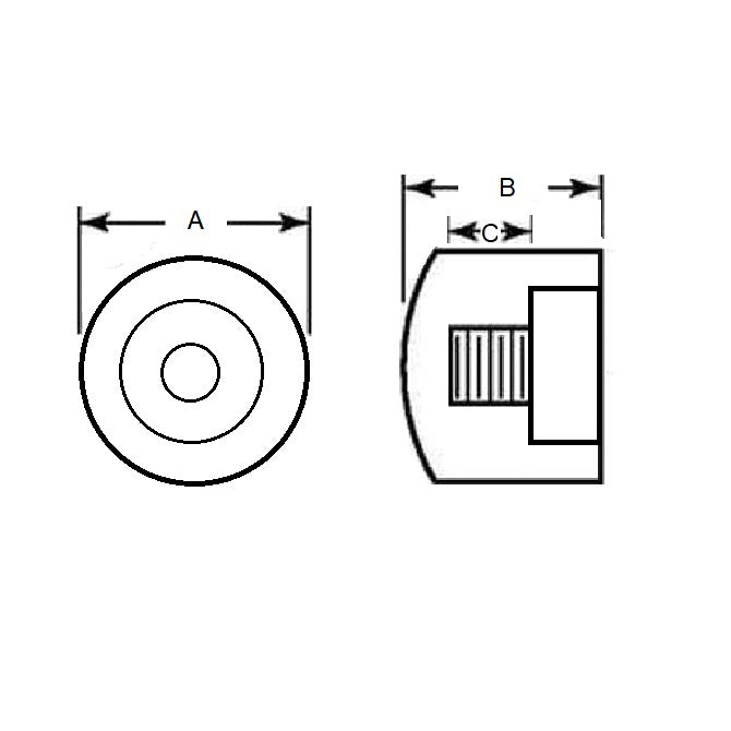 1133358 | AU-971RS (7 Pcs) --- Cylindrical Counterbored Bumpers - 25.4x25.4x6.35 mm  - Polyurethane 95A
