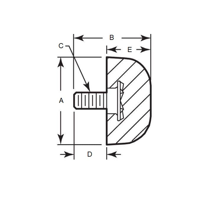 1119071 | LVL-10RS --- Domed Bumpers - 19.05x20.625 mm - 8-32 UNC - 4.17mm - - Elastomer Bumper