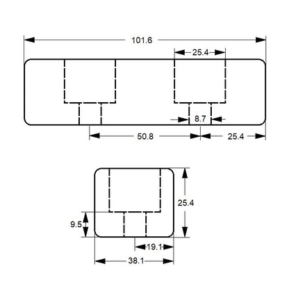 1186706 | FRB-80RS --- Square and Rectangular Bumpers - 101.6x38.1x25.4 mm Standard - Neoprene Rubber 60A Bumper