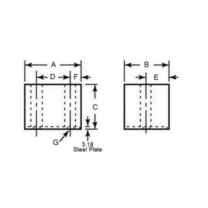 1155197 | FRB-52RS --- Square and Rectangular Bumpers - 44.45x25.4x19.05 mm Steel Plated - Neoprene Rubber Bumper