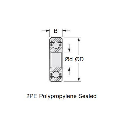 1107805 | S316-6802-2PE --- Single Row Ball Bearings - 15x24x5 mm Unflanged - Stainless Steel 316 Similar to A4, 18-10