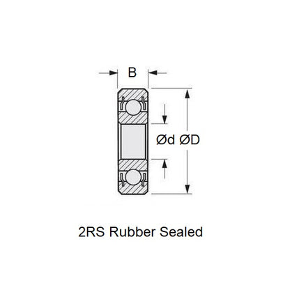 1098379 | S6001B-2RU-T9H-ECO (Each) --- Single Row Ball Bearings - 12x28x7 mm Unflanged - Stainless Steel AISI 440C - High Speed Polyamide Cage Bearing
