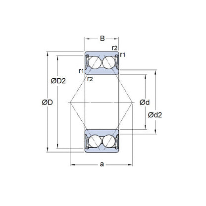 1132954 | 3805-2RS-ECO (Each) --- Angular Contact Bearings - 25x37x10 mm Double Row Ball - Chrome Steel SAE 52100 Bearing
