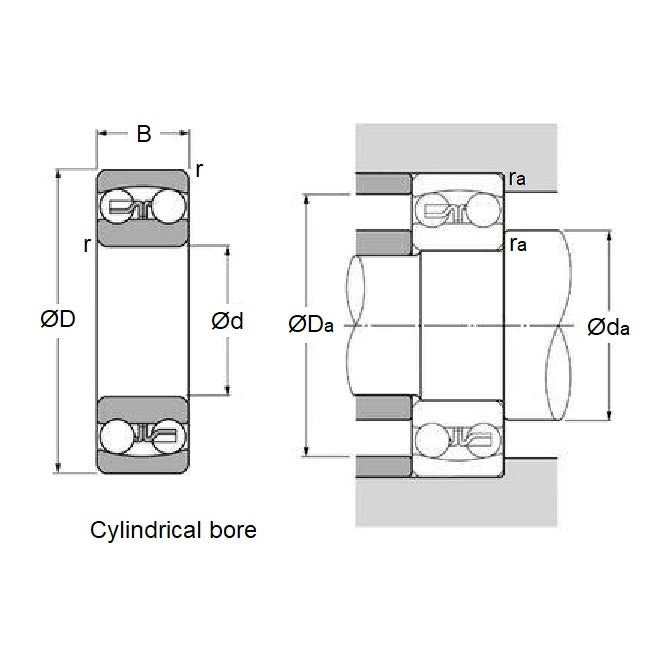 1115480 | S2203-2RS-ECO (30 Pcs) --- Double Row Ball Bearings - 17x40x16 mm Self Aligning - Stainless Steel AISI 440C