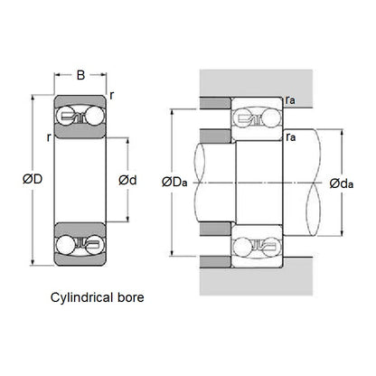 1115480 | S2203-2RS-ECO (30 Pcs) --- Double Row Ball Bearings - 17x40x16 mm Self Aligning - Stainless Steel AISI 440C