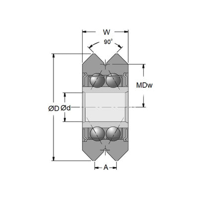 1054204 | SMR59.94415-YY-VP-9.652 --- Plain Guide Wheels Dual Vee - Size Reference 4 - 59.944x19.05 mm - Stainless Steel AISI 440C Wheel