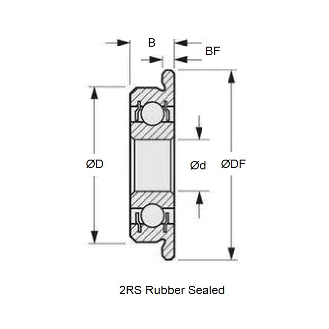 1081092 | F608-2RS-MC3 (100 Pcs) --- Single Row Ball Bearings - 8x22x7 mm Flanged - Chrome Steel SAE 52100