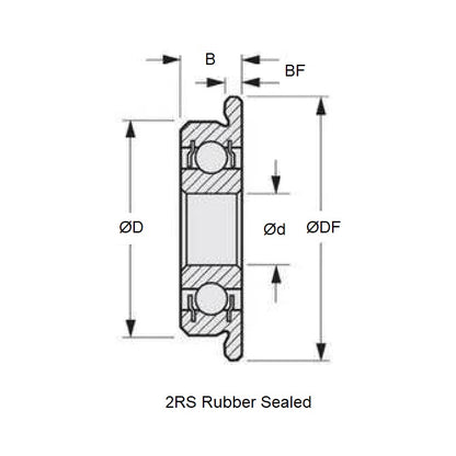 1066457 | SF686B-2RS-MC3 --- Single Row Ball Bearings - 6x13x5 mm Flanged - Stainless Steel AISI 440C