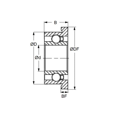 1058410 | SFR166-ZS-MC34-GR5-R-AF12 --- Single Row Ball Bearings - 4.763x9.525x3.175 mm Flanged - Stainless Steel AISI 440C Bearing
