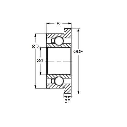 1064315 | SFR166-ZS-MC5-GR7-KB-J260 (Pack of 30)  --- Single Row Ball Bearings - 4.763x9.525x3.175 mm Flanged - Stainless Steel AISI 440C Bearing