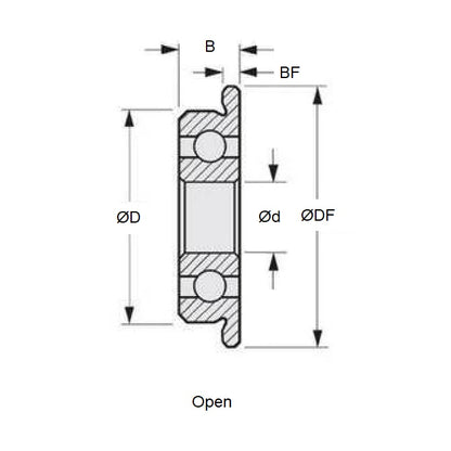 1048269 | P-FR2-8B-AGL --- Plastic Bearings - 3.175x12.7x3.969 mm / 14.224 mm - Acetal with Glass Balls