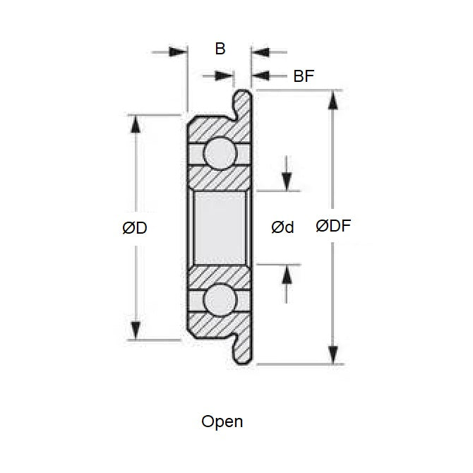 1052938 | SFR144-ECO (Pack of 10)  --- Single Row Ball Bearings - 3.175x6.35x2.381 mm Flanged - Stainless Steel AISI 440C Bearing