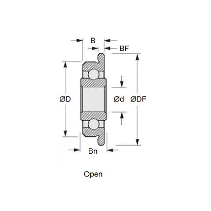 1040117 | SFWR133-MC34-U3-AF12 (Each) --- Single Row Ball Bearings - 2.381x4.763x1.588 mm / 2.381 mm Flanged - Stainless Steel AISI 440C Bearing