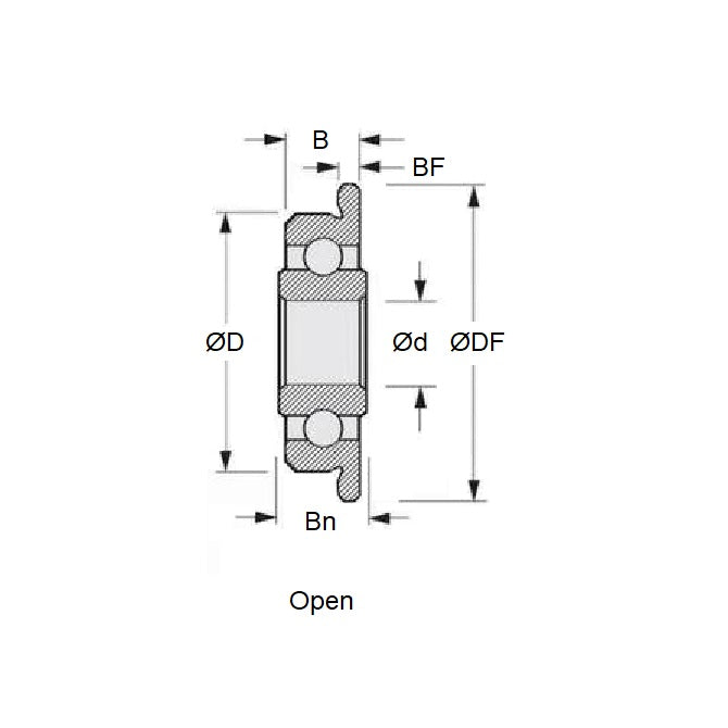 1046955 | SFWR2-6-MC34-U3-AF12 (Each) --- Single Row Ball Bearings - 3.175x9.525x2.779 mm / 3.571 mm Flanged - Stainless Steel AISI 440C Bearing