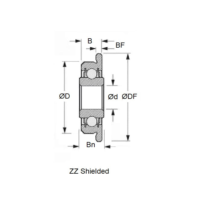 1071442 | SFWR188A-ZZS-MC34-U3-G5 --- Single Row Ball Bearings - 6.35x12.7x4.762 mm / 5.558 mm Flanged - Stainless Steel AISI 440C