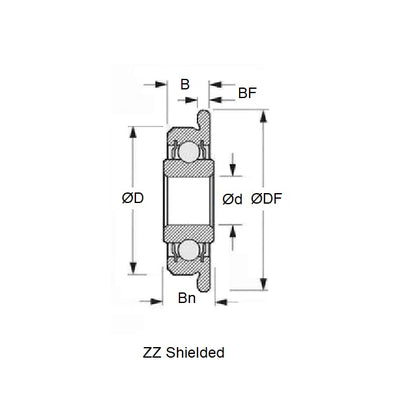 1071442 | SFWR188A-ZZS-MC34-U3-G5 --- Single Row Ball Bearings - 6.35x12.7x4.762 mm / 5.558 mm Flanged - Stainless Steel AISI 440C