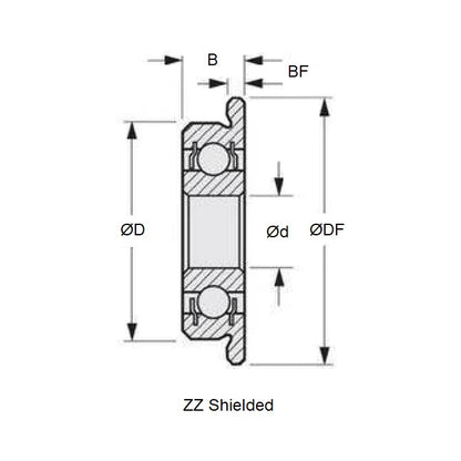 1061294 | F685A-ZZ-MC3 --- Single Row Ball Bearings - 5x11x5 mm Flanged - Chrome Steel SAE 52100