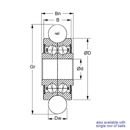 1062096 | DRA-WMR175-2RS-GP-ECO (200 Pcs) --- Grooved OD Bearings - 5x17x7 mm / 8 mm Gothic Groove - Chrome Steel SAE 52100 Bearing