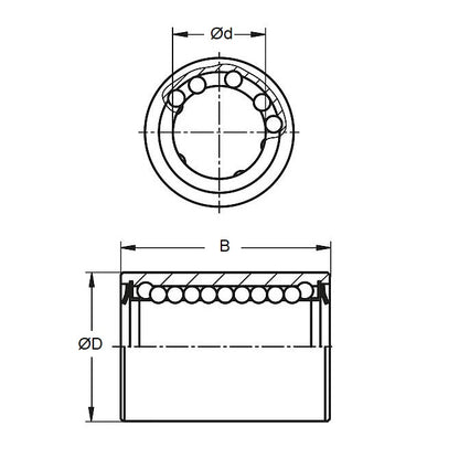 1044466 | LCB-0030-006-007-SP-S440 --- Ball Bearings Linear - 3x6x7 mm Miniature Super High Precision - Stainless Steel AISI 440C Bearing