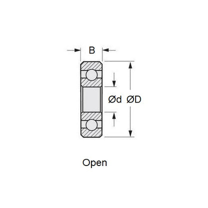 1044672 | CSN-683A-MC34-PK-DRY (10 Pcs) --- Single Row Ball Bearings - 3x7x3 mm Unflanged - Ceramic Silicon Nitride - PEEK Cage