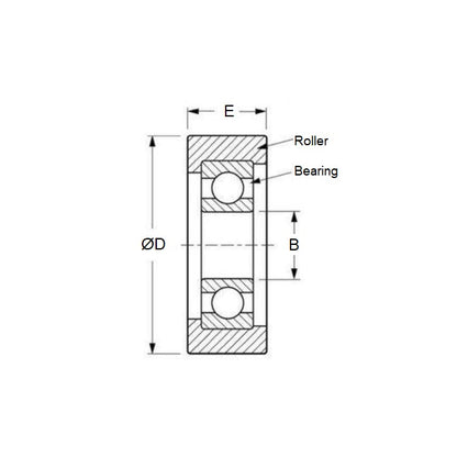 1117877 | NR-0190-050-070-W-ZZ (2 Pcs) --- Idler with Bearing Rollers - 19x5x7 mm - Nylon Covered Chrome Steel Roller