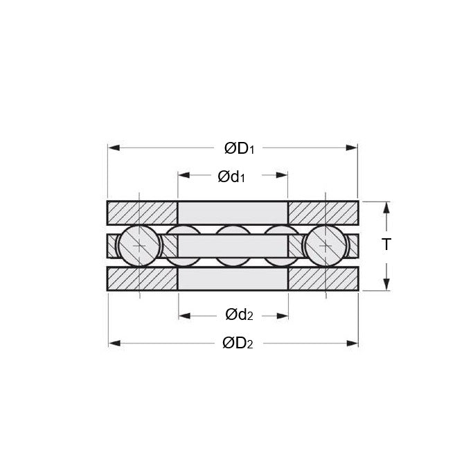 1061277 | T-0050-0110-F-BR (20 Pcs) --- Thrust Ball Bearings - 5x11x4.5 mm / 5 mm Flat - Chrome Steel