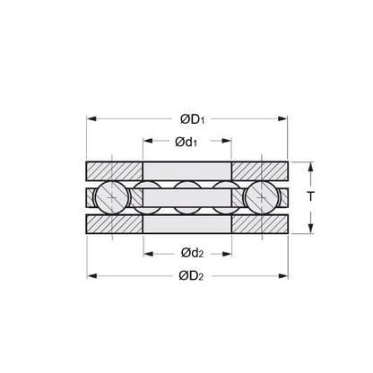 1061277 | T-0050-0110-F-BR (20 Pcs) --- Thrust Ball Bearings - 5x11x4.5 mm / 5 mm Flat - Chrome Steel