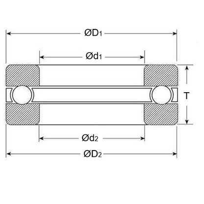 1080544 | T-0080-0160-G-ST --- Thrust Ball Bearings - 8x16x5 mm / 8.2 mm Grooved - Chrome Steel Bearing