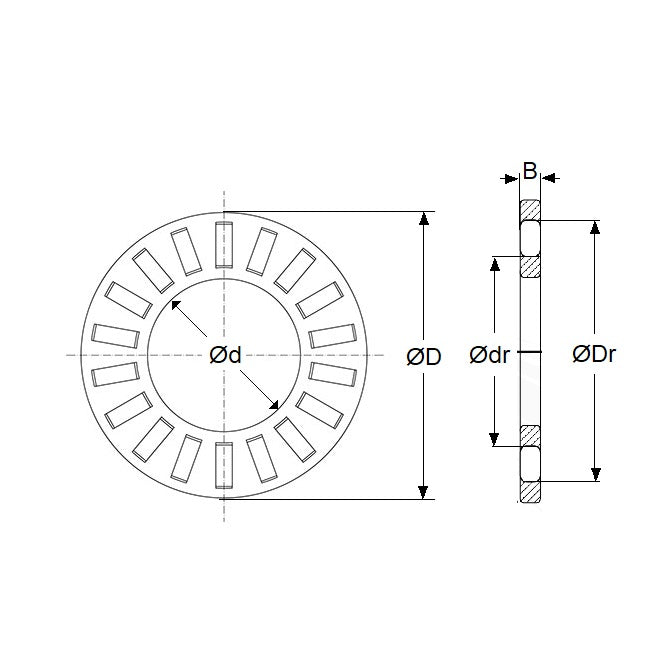 1106080 | T-0143-0254-RC --- Thrust Roller Bearings - 14.27x25.4 mm - Rollers and Cage / 1.98 mm  - Carbon Steel Cage and Rollers Only