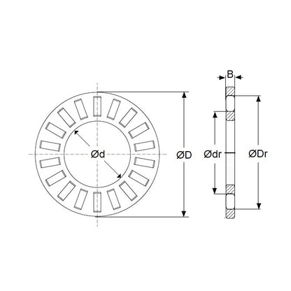 1106080 | T-0143-0254-RC --- Thrust Roller Bearings - 14.27x25.4 mm - Rollers and Cage / 1.98 mm  - Carbon Steel Cage and Rollers Only
