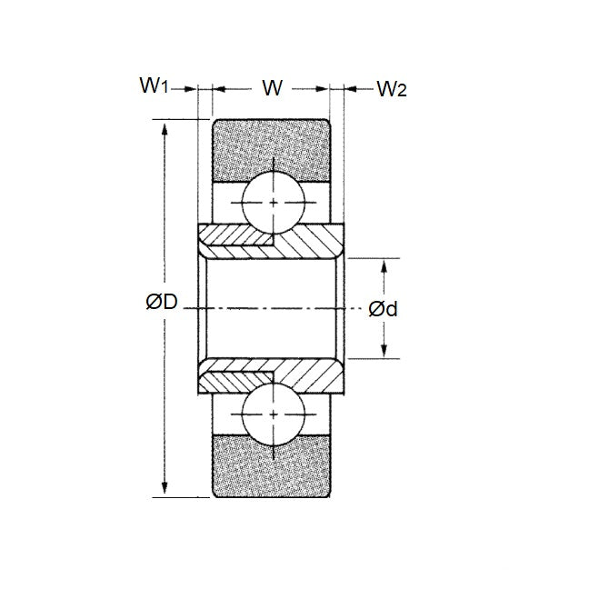 1102068 | P-WR12216-1E-PPGL (100 Pcs) --- Special Type Bearings - 12.7x34.925 - 11.113 / 12.700 / 1.59 mm - Polypropylene Bearing