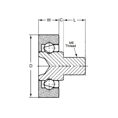 1067378 | TOK-DR-22-B05 --- Special Type Bearings - M6x1 - 8mm Long - Thread 22x7 mm - Acetal Bearing