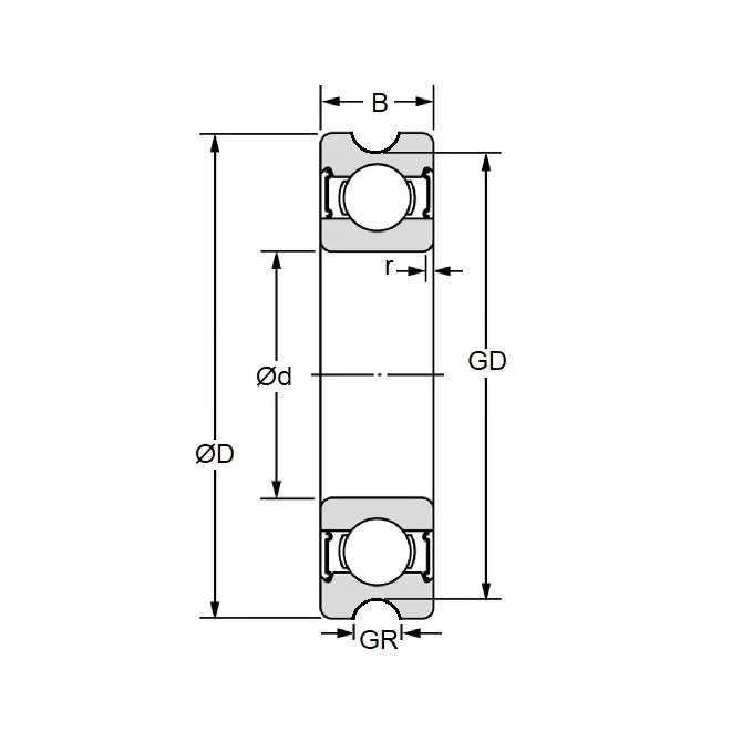 1042663 | UR188A-YO (Each) --- Yoyo Bearings - Type Concave Bearing 6.35 x 12.7 x 4.8 mm - Open Bearing - Chrome Steel - U-Groove