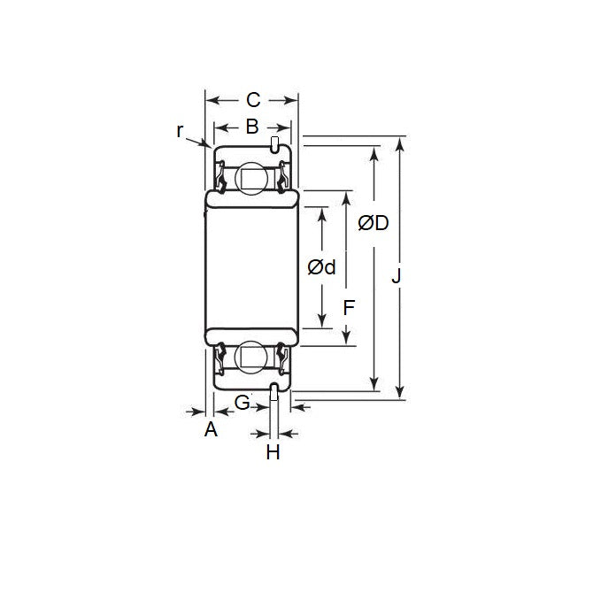1142666 | WR14140A-ZZ-NR --- Single Row Ball Bearings - 31.75x65.088x19.05 mm / 22.225 mm with Snap Ring - Chrome Steel SAE 52100