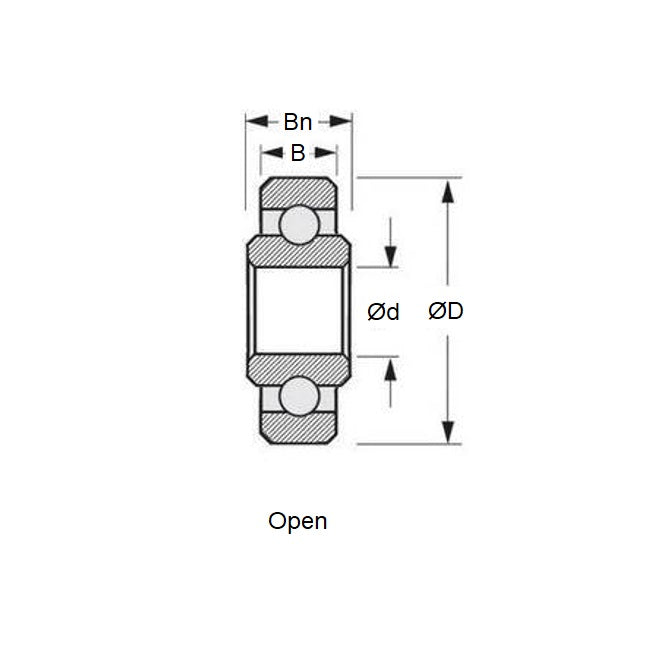 1042100 | SWR0-MC34-GR5-R-L23 (Pack of 20)  --- Single Row Ball Bearings - 1.191x3.967x1.588 mm / 2.381 mm Unflanged - Stainless Steel AISI 440C Bearing