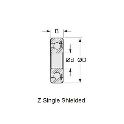 1067273 | S626-ZS-MC612-GR7-R-L106-J1100 (PK-20) --- Single Row Ball Bearings - 6x19x6 mm Unflanged - Stainless Steel AISI 440C - Ribbon Retainer Low Torque Bearing