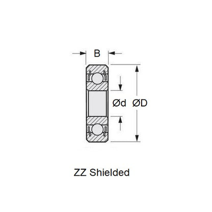 1036819 | SR0A-ZZS-MC34-GR5-R-L23 (PK-20) --- Single Row Ball Bearings - 1.191x3.967x2.381 mm Unflanged - Stainless Steel AISI 440C - Ribbon Retainer Low Torque Bearing