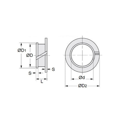 1074706 | BF0070-0090-0046-PC2 (10 Pcs) --- Clip Bushes - 7x9x4.6 mm Double Flanged - Plastic Bush