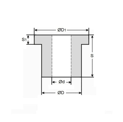 1151795 | BF0381-0445-0508-PRJ --- Flanged Bushes - 38.1 mm x 44.45 mm x 50.8 mm