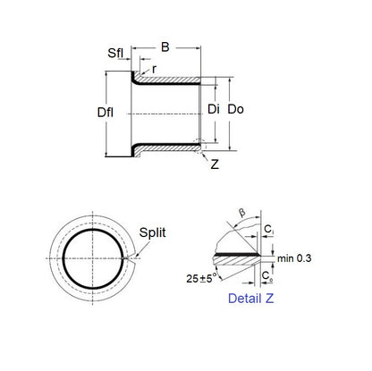 1079529 | BF0080-0100-0055-DP4 (10 Pcs) --- Flanged Bushes - 8x10x5.5 mm Split - DP4 Bush
