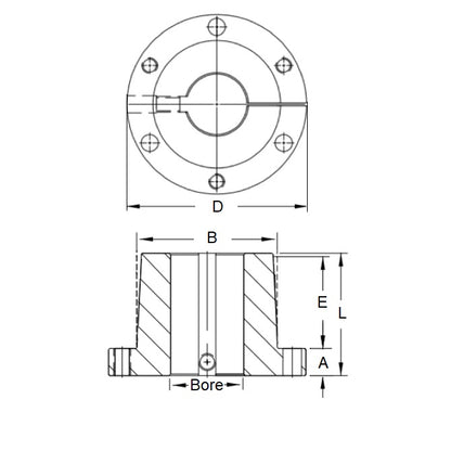 1153214 | QD-E-0413 --- QD Bushings - 41.275 mm E 152.4 mm - Steel Bushing