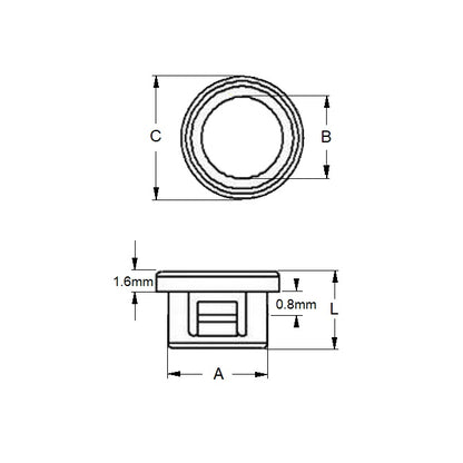 1084310 | SNB-095-120-C (10 Pcs) --- Snap Bushings - 9.5x12 - - Closed - Plastic Bushing